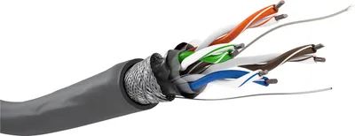 Immagine prodotto di Cavo di rete CAT 5e, SF/UTP, grigio, 100 m - Conduttore in rame rivestito di alluminio (CCA), AWG 24/1 (solido), guaina in PVC