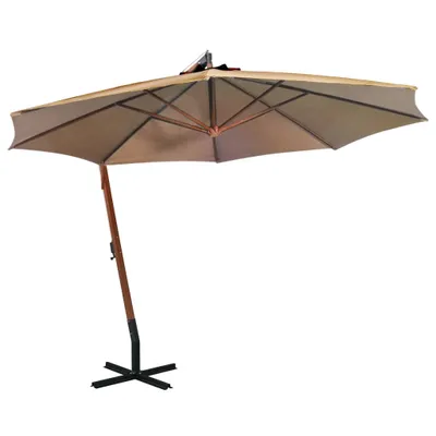 Produktbild von "2025"Cloris Ampelschirm mit Mast Taupe 3,5x2,9 m Massivholz Tanne - Sonnenschirme - 20443