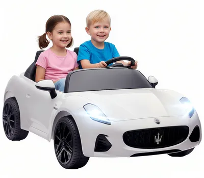 Obrázek produktu pro Dětské auto Maserati – 2 sedadla, 12V, dálkové ovládání | Barva: bílá | Rozměry: 72 x 120 x 50 cm