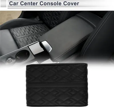 Produktbild von Auto Mittelkonsole Abdeckung Auto Armlehnenabdeckung 12,2"x7,87"x1,97" Schwarz Nappa Leder, Hochdruckschwamm Diamantmuster