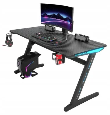 Immagine prodotto di Tavolo da gaming - Scrivania 120x60x75 cm - Scrivania per computer nera - Scrivania da gaming - Scrivania con LED