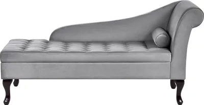 Produktbild von BELIANI Chaiselounge Rechtsseitig Hellgrau Samtstoff mit Bettkasten 1 Kissen Holzbeine Retro Glamourös Liegesofa Wohnzimmer Schlafzimmer Ausstattung