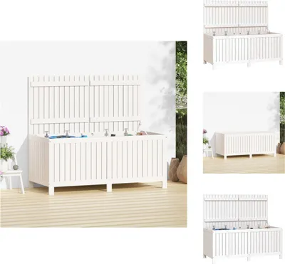 Obrázek produktu pro vidaXL Zahradní truhla bílá 147x68x64 cm z masivního borovicového dřeva - Zahradní truhly