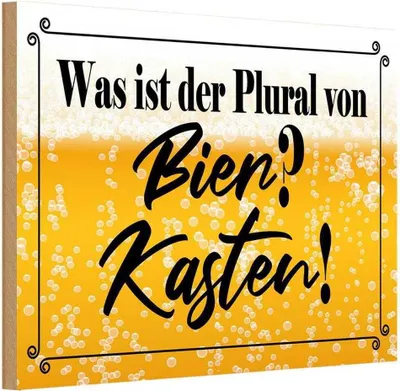 Produktbild von vianmo Holzschild 20x30 cm was ist Plural von Bier? Kasten! Spruch Zitat