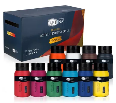 Produktbild von Artina 10er Acrylfarben Set 500ml Crylic Hohe Pigmentierung