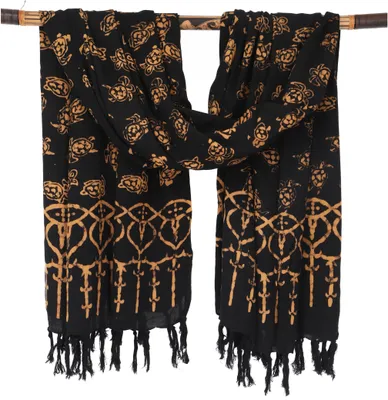 Produktbild von Bali Sarong, Wandtuch, Wickelrock, Sarongkleid - Modell 15, Uni, Schwarz, Viskose, 160*110 cm, Sarongs & Tücher