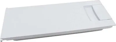 A white appliance part, likely a drawer or shelf, is shown against a white background.