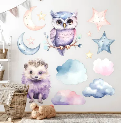 Produktbild von Magische Naturtiere – Wandgestaltung – Wandbilder Kinder – Motivtapeten Set – Wanddekor Kinderzimmer – Selbstklebende Wandsticker – 100x132 cm