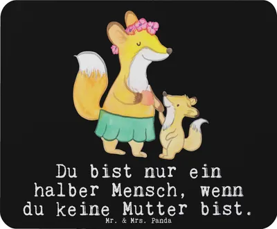 Produktbild von Mr. & Mrs. Panda Mauspad Mutter Herz - Schwarz - Geschenk, pc mausunterlage, laptop mousepad, computer, Mouse Pad