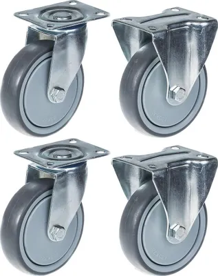 Immagine prodotto di 125 mm 5" ruote grigie in gomma girevoli e fisse con capacità di 520 kg, set da 4
