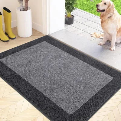 Productafbeelding van Schoonloopmat voor binnen, 50 x 80 cm, grijs, antislip, wasbaar, absorberend