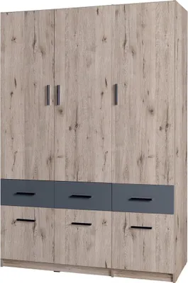 Obrázek produktu pro Široká šatní skříň 136 cm FUNZA 4 - dub wellington / grafitová