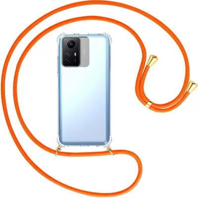 Produktbild von Handykette Backcover-Schutzhülle mit Band (Metall goldfarben) für Xiaomi Redmi Note 12S (6.43'') - neonorange