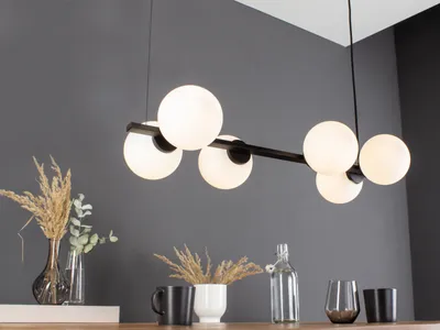 Produktbild von Balken Pendelleuchte Pluto Opalglas 6 flammig