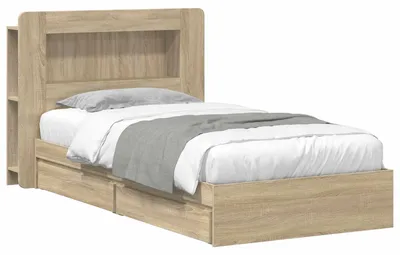 Produktbild von vidaXL Bettgestell mit Stauraum Sonoma-Eiche 90 x 200 cm Holzwerkstoff