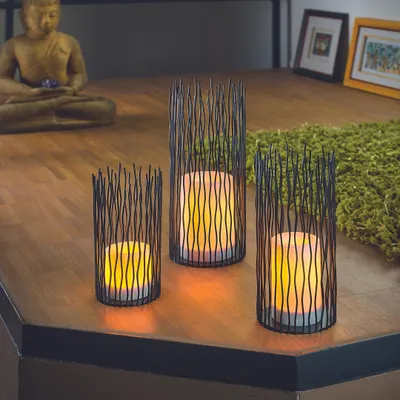Produktbild von 3er Set Tisch-/Dekoleuchten Simba, Flackerlicht, Timer