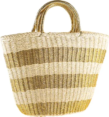 Produktbild von Strohtasche Aurel mit goldenen Akzenten und XXL-Henkel von collezione alessandro