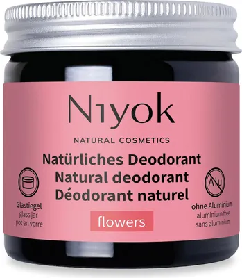 Produktbild von Niyok 2-in-1 anti-transpirante Deocreme "Flowers" (40ml) - Natürliches Deo ohne Aluminium - 24h Schutz vor Geruch & Schweiß - Deodorant Creme Unisex