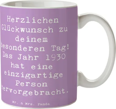 Produktbild von Mr. & Mrs. Panda Kaffeetasse Spruch 1930 Geburtstag - Lavendeltraum - Geschenk, Becher, feiern, besonderer Tag, Alter, Geburtstagsgeschenk, Geburtstagsparty, Tasse