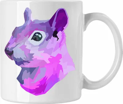 Produktbild von Trendation - Eichhörnchen Tasse Polygon Grafik Geschenk (Weiß)