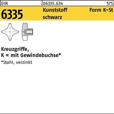 Produktbild von Reyher  6335 Kreuzgriffe PVC K40 M 8 mit Gewindebuchse Stahl verz. (10 Stück)