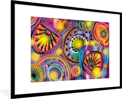 Produktbild von MuchoWow® Gerahmtes Poster Formen - Kunst - Muster - Psychedelisch 90x60 cm - Poster mit Schwarzem Bilderrahmen Wandposter Rahmen Foto Bilder - Wanddekoration - Fotos