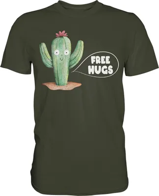 Produktbild von Kaktus Umarmung Lustiges Pflanzen T-Shirt – Urban Khaki / S