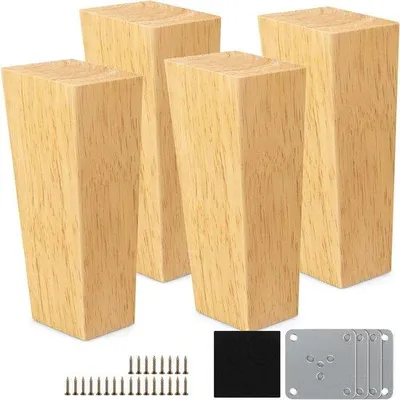 Produktbild von Holzbeine für Tisch, Schrank, Sofa, Stuhl, Bett, Couch, Fußschemel - Set aus 4 Stücken