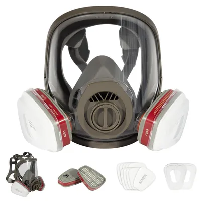 Immagine prodotto di Mascherina professionale per la protezione delle vie respiratorie - Mascherina a copertura totale del viso - Doppia filtrazione - Riutilizzabile - Mascherina di sicurezza - Realizzata in silicone traspirante - Mascherina antigas