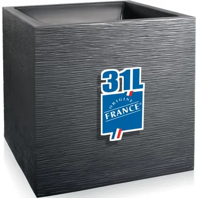 Produktbild von Blumenkübel 39cm Blumentopf Pflanzkübel Kunststoff quadratisch Pflanztopf 31L Kübel Anthrazit