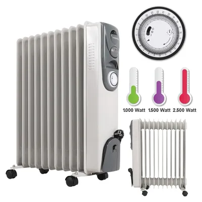 Produktbild von Heidenfeld Ölradiator ÖR200 mit Thermostat & Timer 1000-2500 W, 6 Stufen
