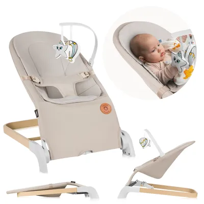 Produktbild von Lionelo Babywippe Babyliege Lilac 2in1 bis 9kg, 0-6 Monate, Neigungseinstellung, 3-Punkt-Gurt - Beige