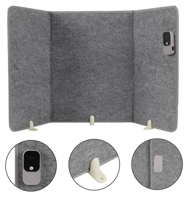 Image de Panneau infrarouge Eikuavons de 205W, radiateur de bureau pliable avec 3 niveaux de chauffage, minuterie et couverture, couleur gris