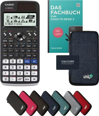 Produktbild von Casio fx-991DE X inkl. Schutztasche Blau & Fachbuch (128 Seiten, DIN A5) – Wissenschaftlicher Rechner  – Smart Set