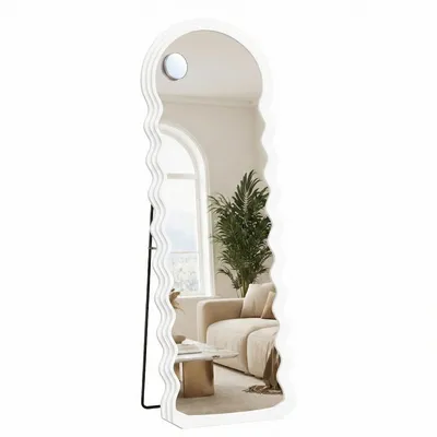 Produktbild von SONGMICS Wellenförmiger Standspiegel, Ganzkörperspiegel mit Vergrößerungsspiegel, für Wohnzimmer, Schlafzimmer, Flur, weiß