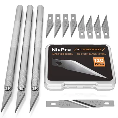 Hobbymesser-Set, 123-teilig, SK-5 Karbonstahl, 3 Messer + 120 Klingen
