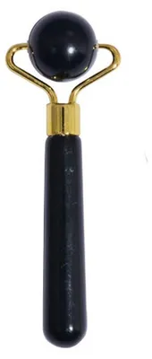 Produktbild von Mini-Jade-Roller zur Massage von Gesicht und Augenpartie in Schwarz von Venoc