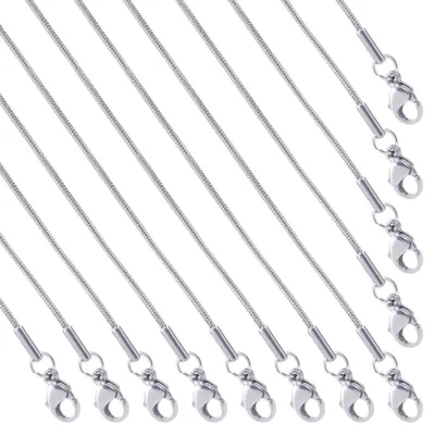 Produktbild von Edelstahl Schlangenkette - 12 Stück Set - 50 cm Länge und 1 mm Durchmesser - Silberfarben für die Schmuckherstellung