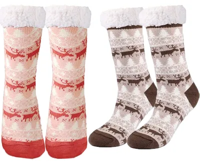 Image de Solidchoice - Chaussettes épaisses pour femmes, avec semelle en ABS pour plus de confort et de chaleur