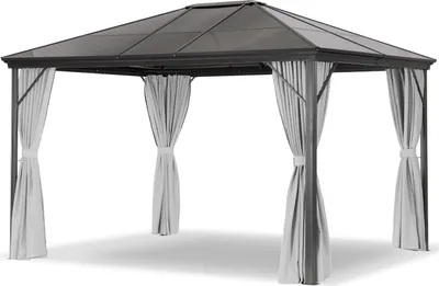 Produktbild von Leco Profi-Pavillon Metall-Gartenüberdachung graues Dach/ Seitenteile in lichtgrau 300 x 365 cm