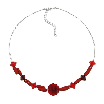 Produktbild von Kette Drahtkette Spiralperle dunkelrot Kunststoffperlen 45cm rot 45 cm