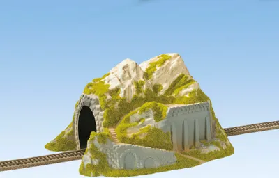 Produktbild von NOCH Tunnel, 1-gleisig mit Grautönen und Grüntönen, 34 x 25 cm für die Spurweite H0 als perfekte Ergänzung jeder Modellbahnanlage