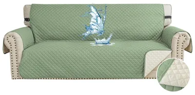 Image de Housse de canapé 3 places, vert clair, imperméable, antidérapante, lavable, idéale pour les animaux de compagnie