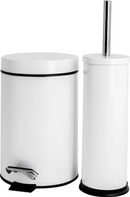 Produktbild von Harbour Housewares Rundes Toilettenbürsten- und Mülleimer-Set – Weiß