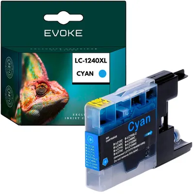 Produktbild von Evoke kompatible Tinte für Brother LC-1240 LC1240 LC1240C Cyan 10 ml 180 Seiten DCP-J525W J725DW J925DW; MFC-J430W J625DW J825DW J835DW J5910DW J6510DW J6710DW J6910DW