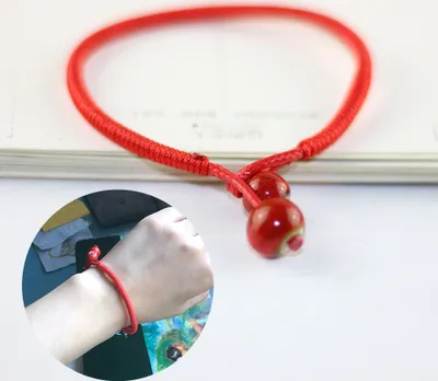 Produktbild von Uni Keramikperlen Charm geflochtenes Seil Glücksarmband Armreif Schmuck Geschenk