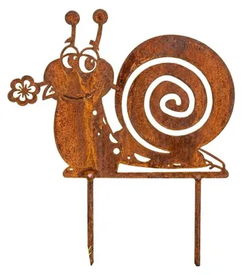 Produktbild von Edelrost Schnecke Dekofigur 20x25x1 cm – Handgefertigte Metall Gartendeko – Rostoptik Figur mit Patina für Frühling und Ostern