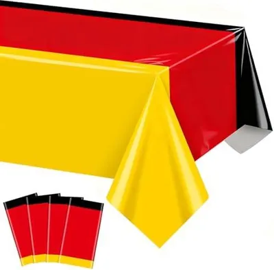 Produktbild von Deutsche Tischdecke, 10 Stück schwarz-rot-gelbe Tischdecken mit Deutscher Flagge für -Dekoration, Familienfeiern, Nationale Themenpartys, 130 x 220 cm