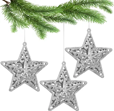 Produktbild von Silberne Weihnachtskugeln, durchbrochenes Kugelset, Christbaumschmuck 10,5 cm, 3 Stück