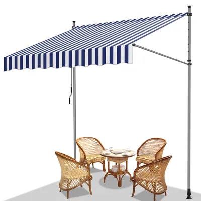 Immagine prodotto di Jiubiaz Tenda da sole Tenda da sole a morsetto Tenda da sole per balcone Tende da sole resistenti ai raggi UV Tenda da sole con braccio articolato Bianco Blu 3M